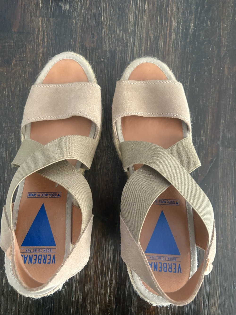 Taupe Suede Espadrille Sandals with Cross Straps